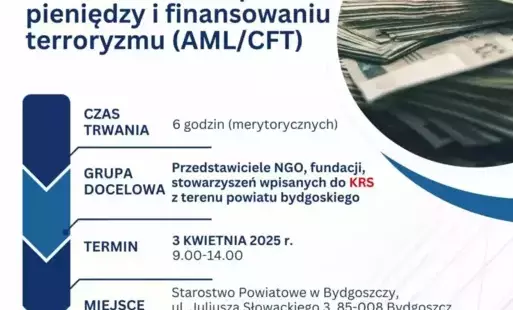 Zdjęcie do Bezpłatne szkolenie pn. &bdquo;Przeciwdziałanie praniu pieniędzy i finansowaniu terroryzmu&rdquo;